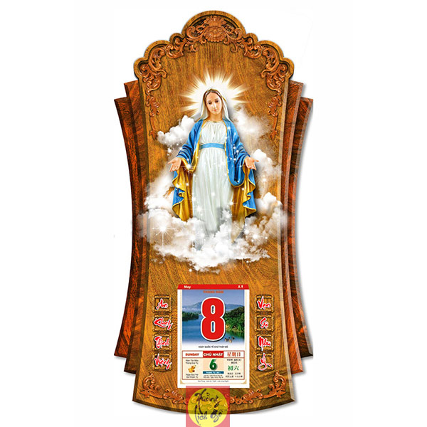 LỊCH GỖ TREO TƯỜNG MẸ MARIA - XLG317