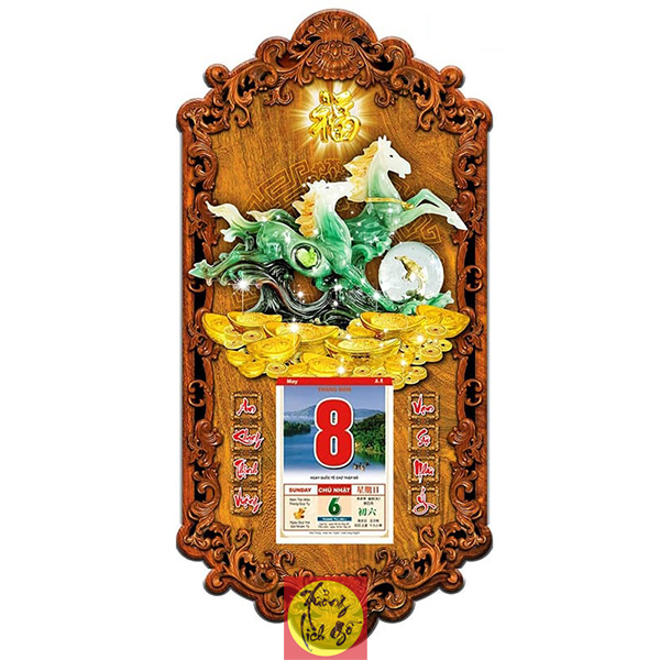 LỊCH GỖ PHONG THỦY SONG M&Atilde; - XLG405