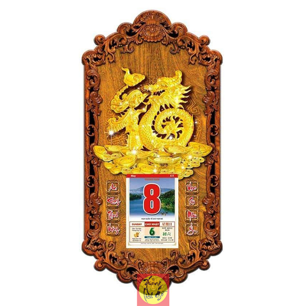 LỊCH GỖ PHONG THỦY KIM PH&Uacute;C LONG - XLG412