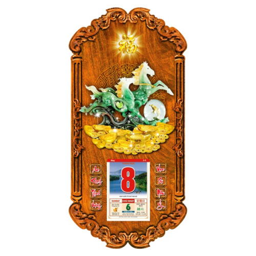 LỊCH GỖ PHONG THỦY SONG M&Atilde; - XLG408