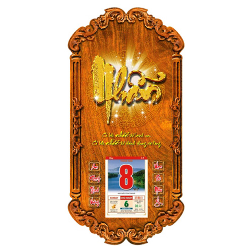 LỊCH GỖ PHONG THỦY CHỮ NHẪN - XLG432